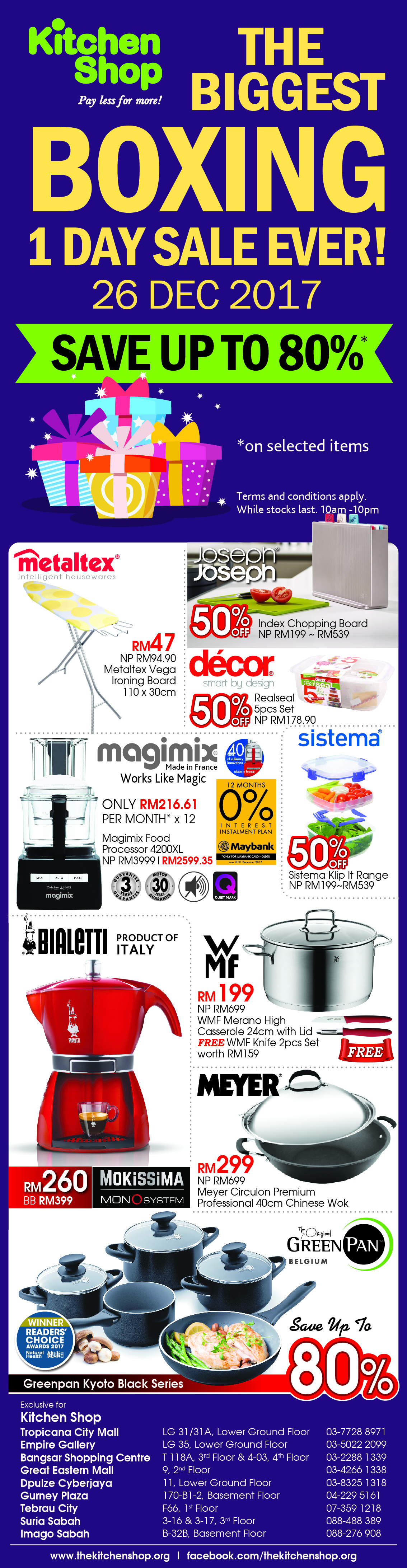 Save Up To 80 on The BIGGEST Boxing 1 day Sale Ever 26 DEC 2017 Kitchen Shop