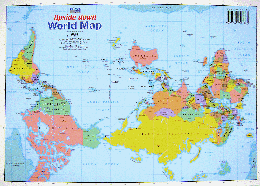 The World Upside Down Map Poster Upsidedown Globe.