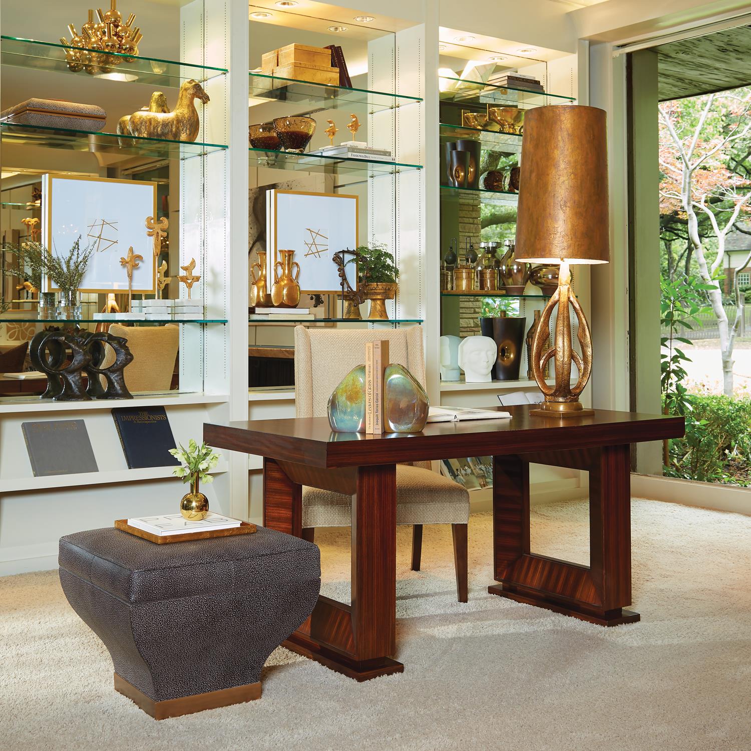 Zebra Wood Open Desk Katzberry Home