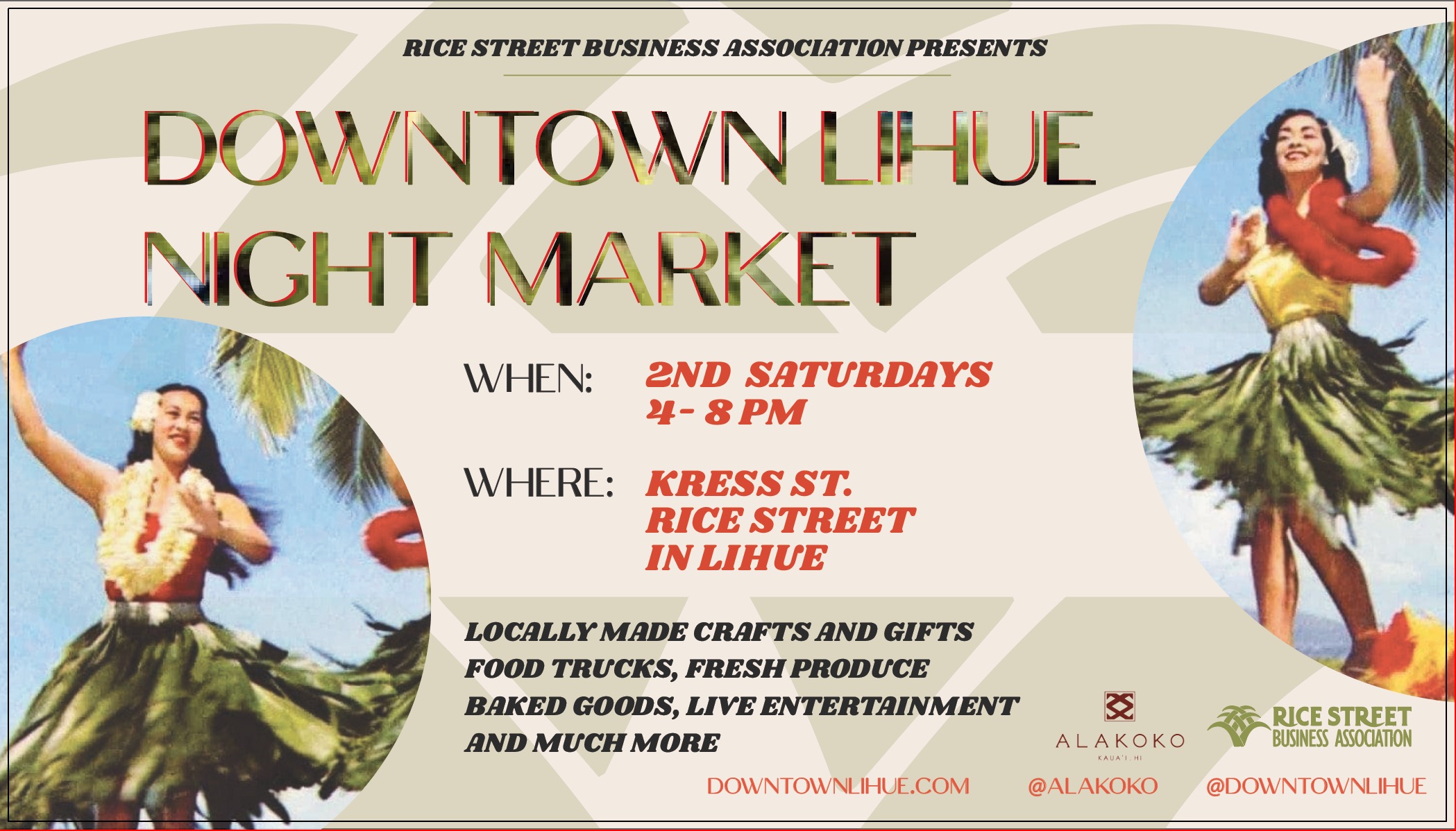 Kauai Events Calendar 2023 Downtown Lihue 2Nd Saturday Night Market »» Kauai Festivals & Events