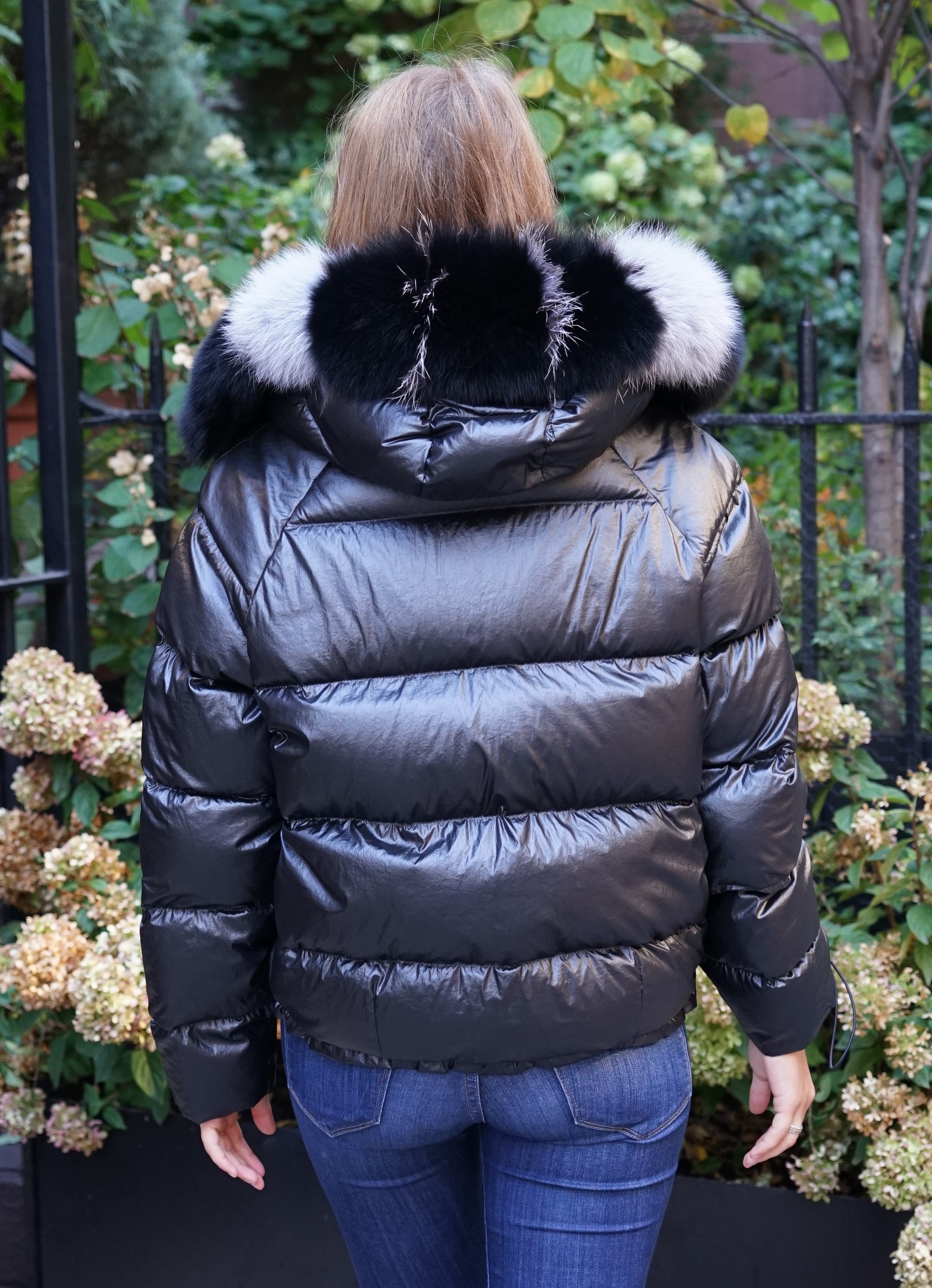 Black Ski Jacket Fox Trim Hood Size Small 83834 MARC KAUFMAN FURS