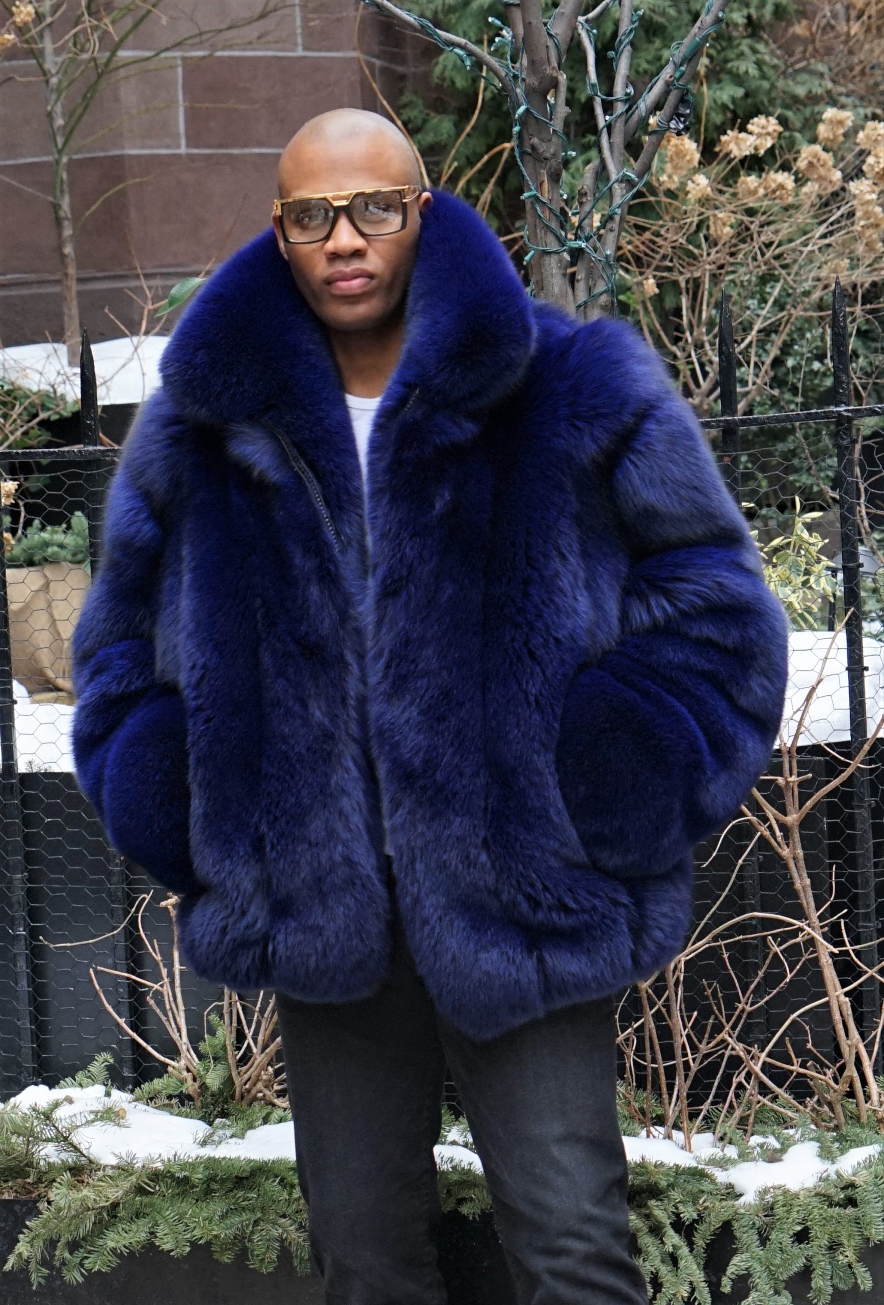 Blue Fur Coat Mens Deals