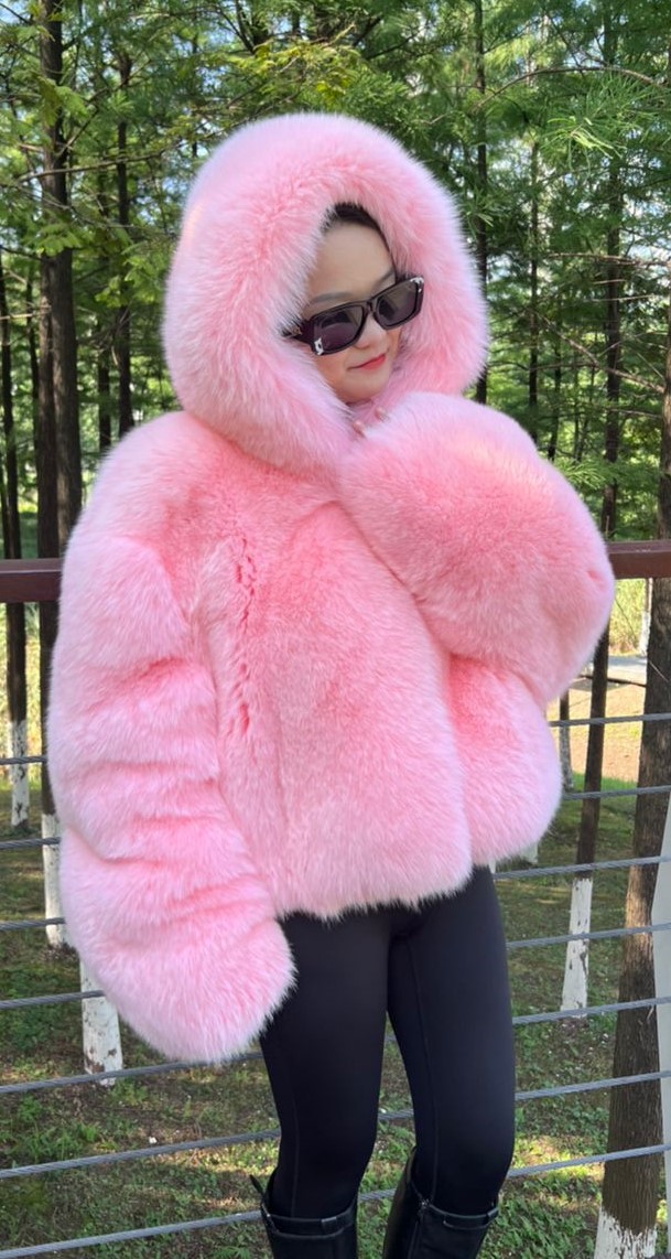Pink Fox Hooded Jacket 88484 Kaufman Furs