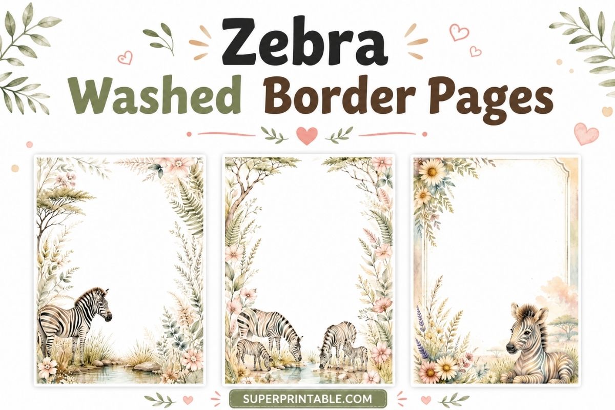 15+ Zebra Washed Border Pages (Free PDF Printables)