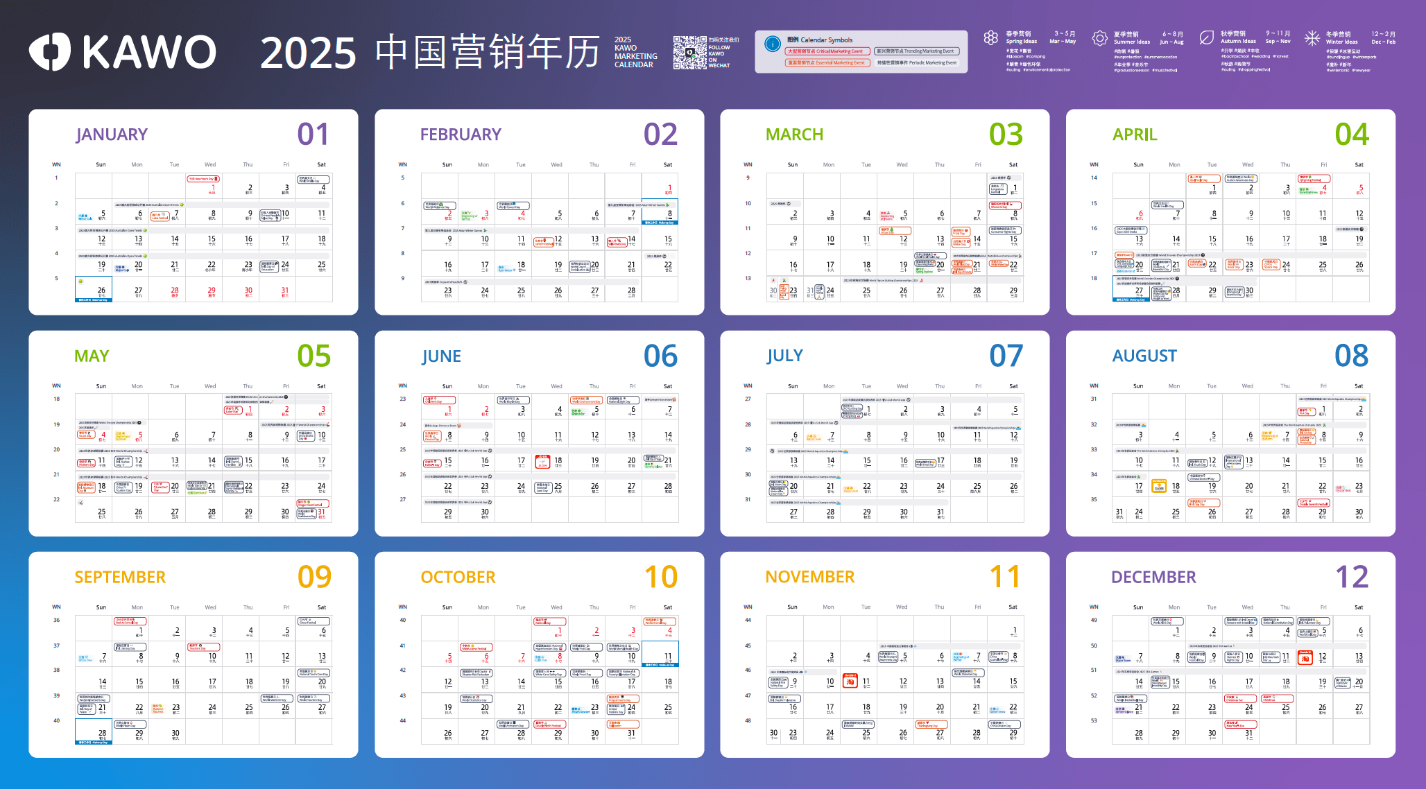 2025 Marketing Calendar KAWO 科握