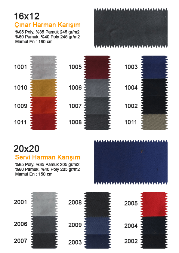 Renk Kartelası Kayaoğlu İş Güvenlik Malzemeleri