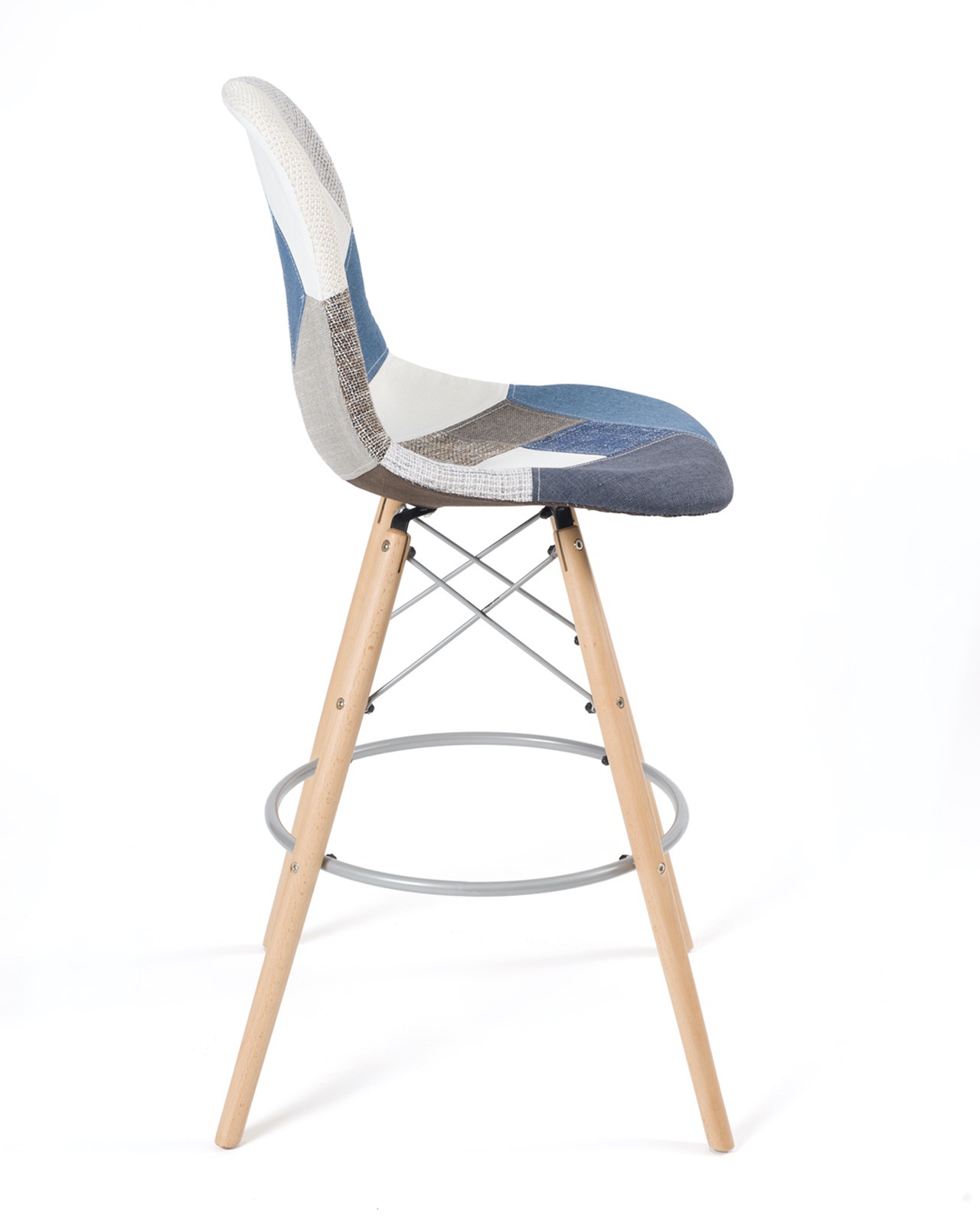 Fauteuil Scandinave Patchwork "Roman" 95cm Multicolore