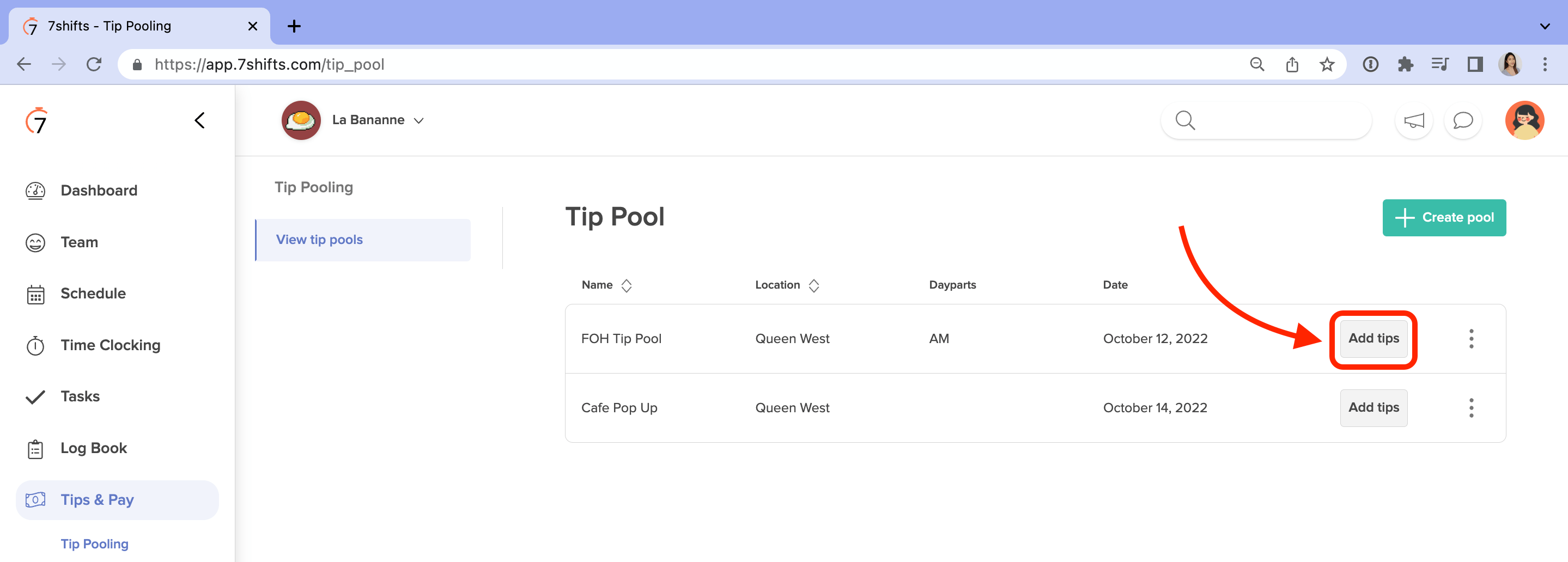 Tip Pooling with Manual Contribution 7shifts