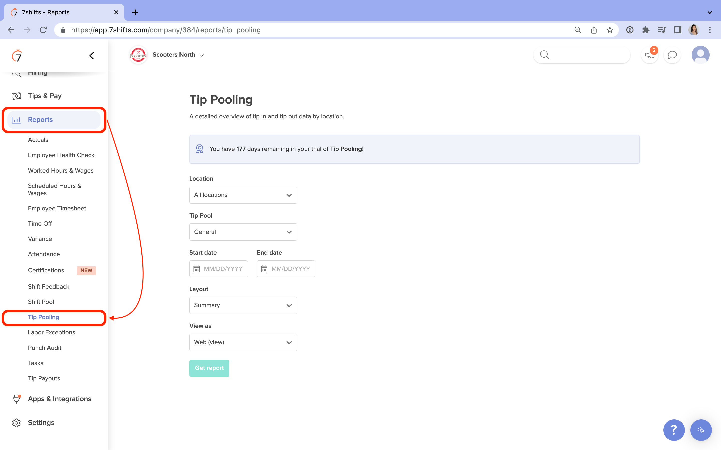 Tip Pooling Report 7shifts
