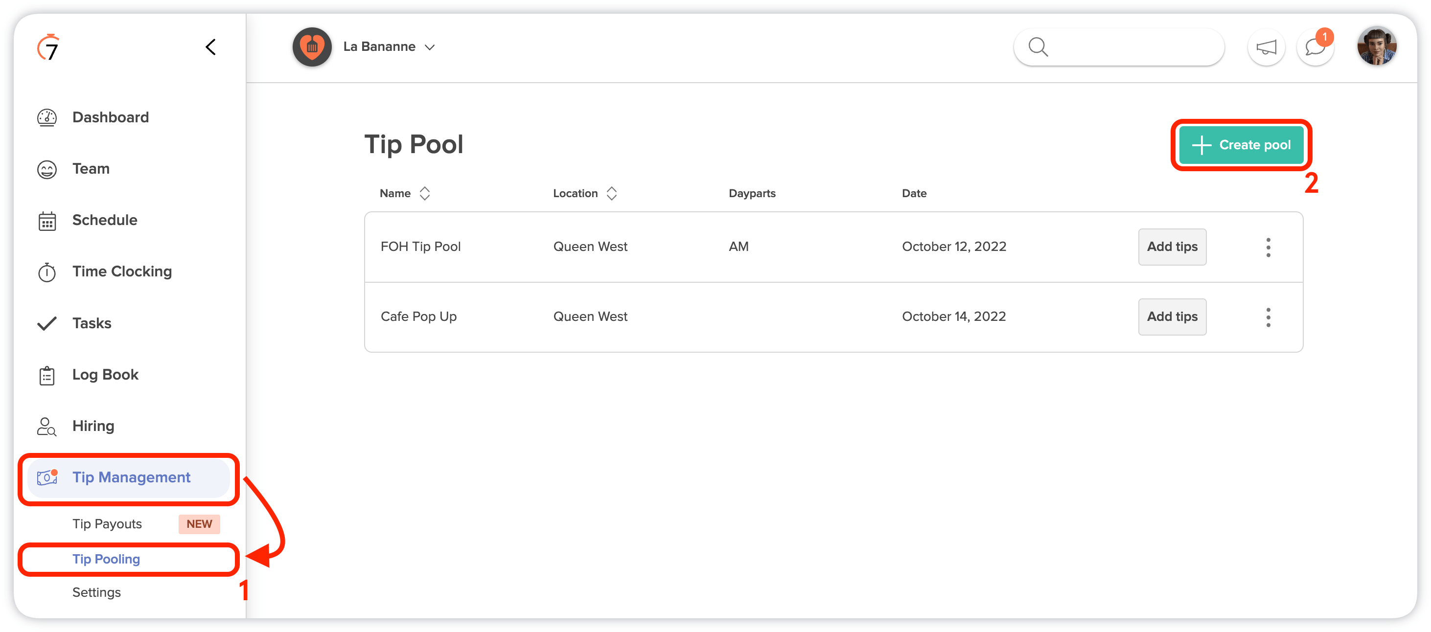Tip Pooling for GoTab POS 7shifts
