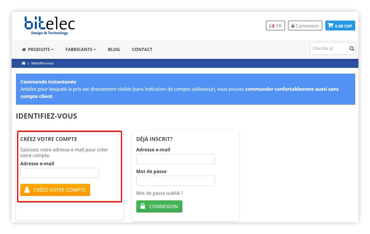bitelec GmbH Base de connaissance Comment créer un compte client?