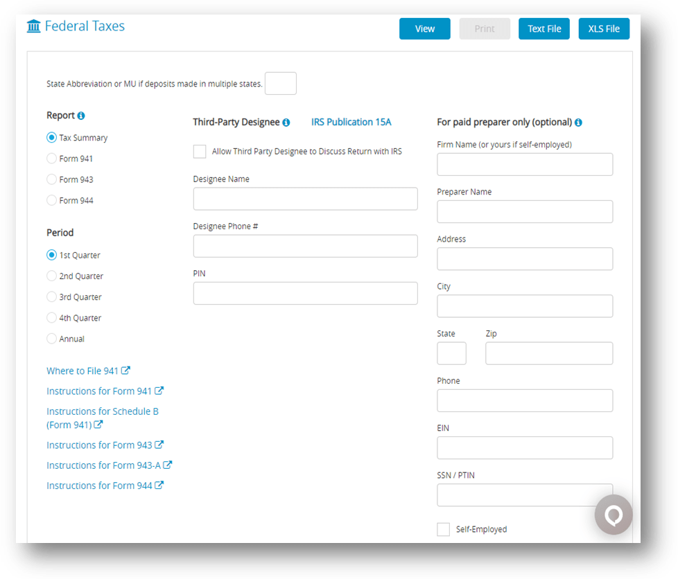 Federal Tax Reports in CheckMark Online Payroll