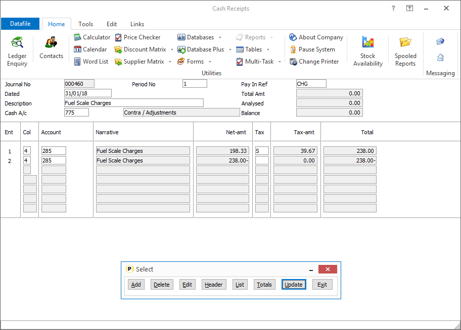 Fuel Scale Charge Posting