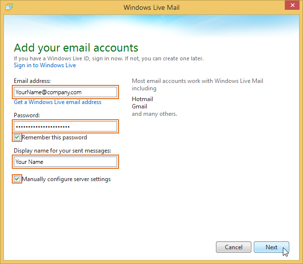 How do I add my DataMotion account to Windows Mail? DataMotion