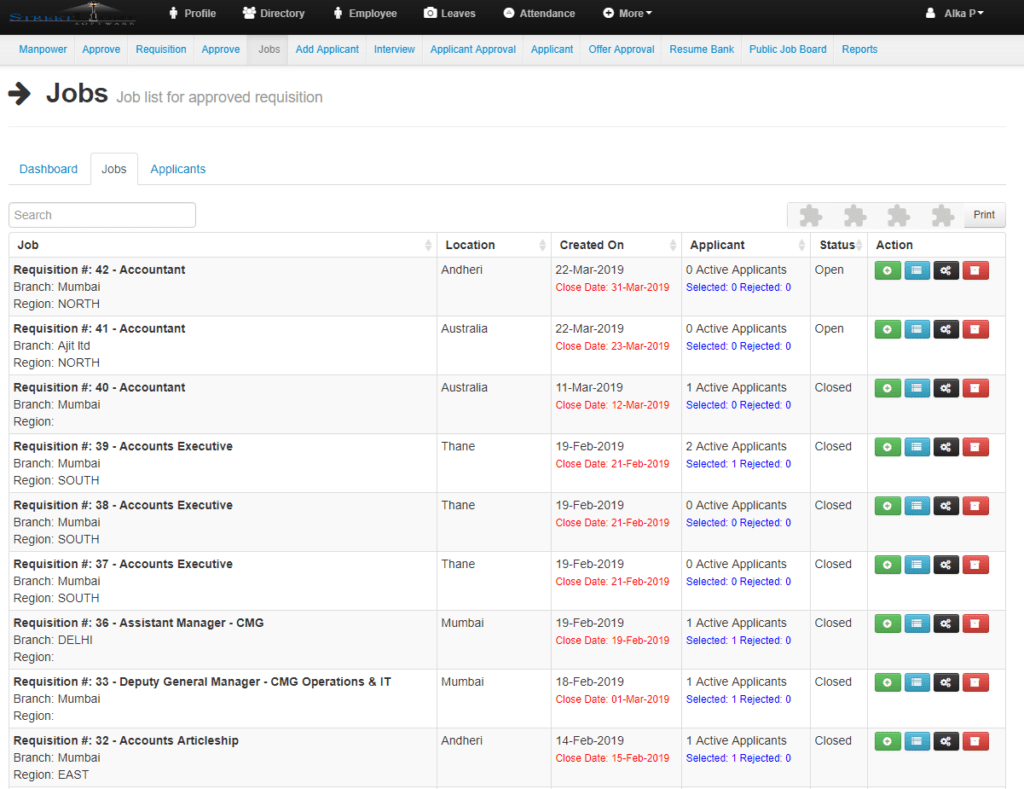 Recruitment Jobs,Dashboard,Applicant EasyHR Knowledge base