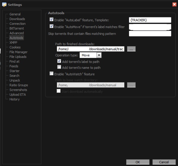 Using AutoTools plugin with ruTorrent Evoseedbox