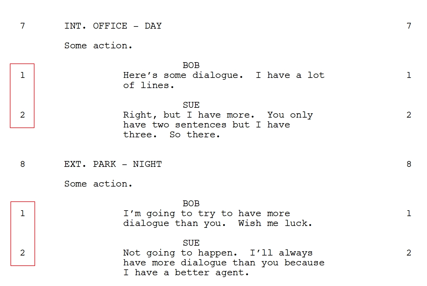 Can Final Draft number dialogue paragraphs for an animation script? Final Draft