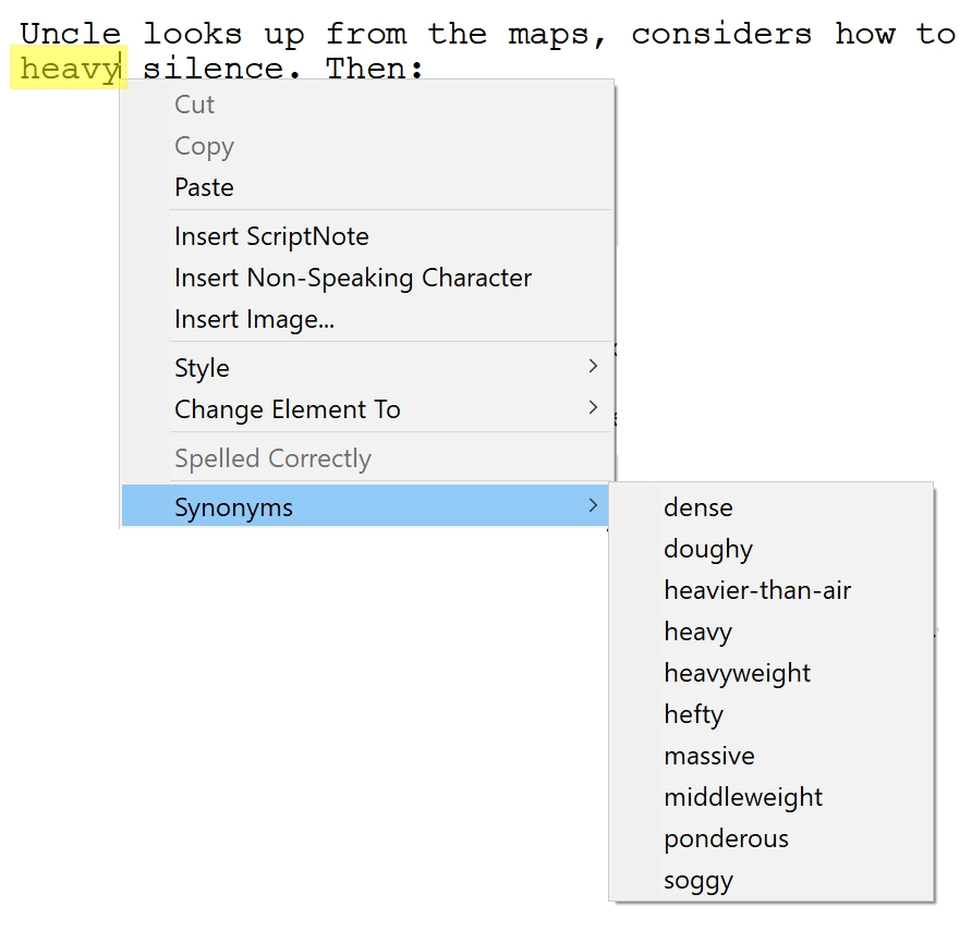Does Final Draft have a thesaurus? Final Draft
