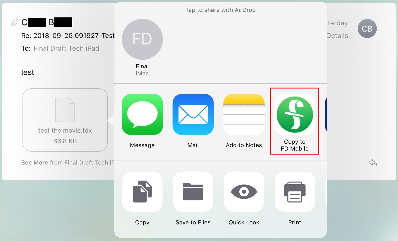 On the Final Draft Go or the Final Draft Mobile app for iPad, when I