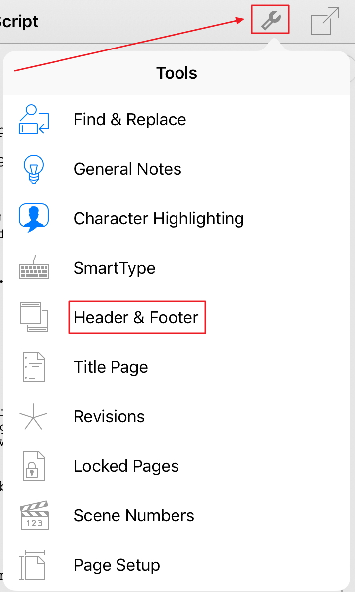 Can I edit the Header in the Final Draft Mobile App for the iPad