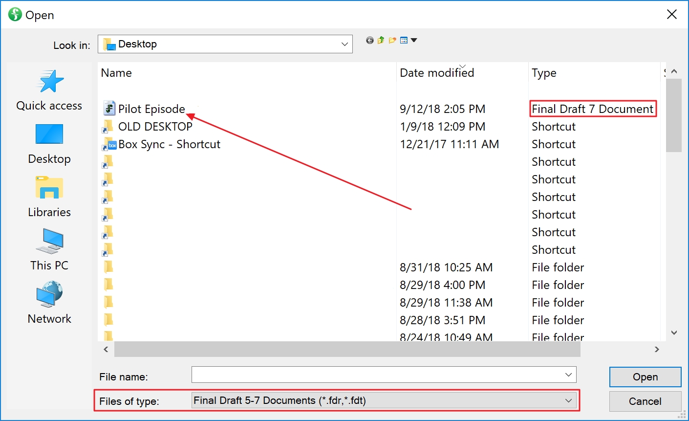 I have Final Draft for Windows and it doesn't see the scripts I wrote