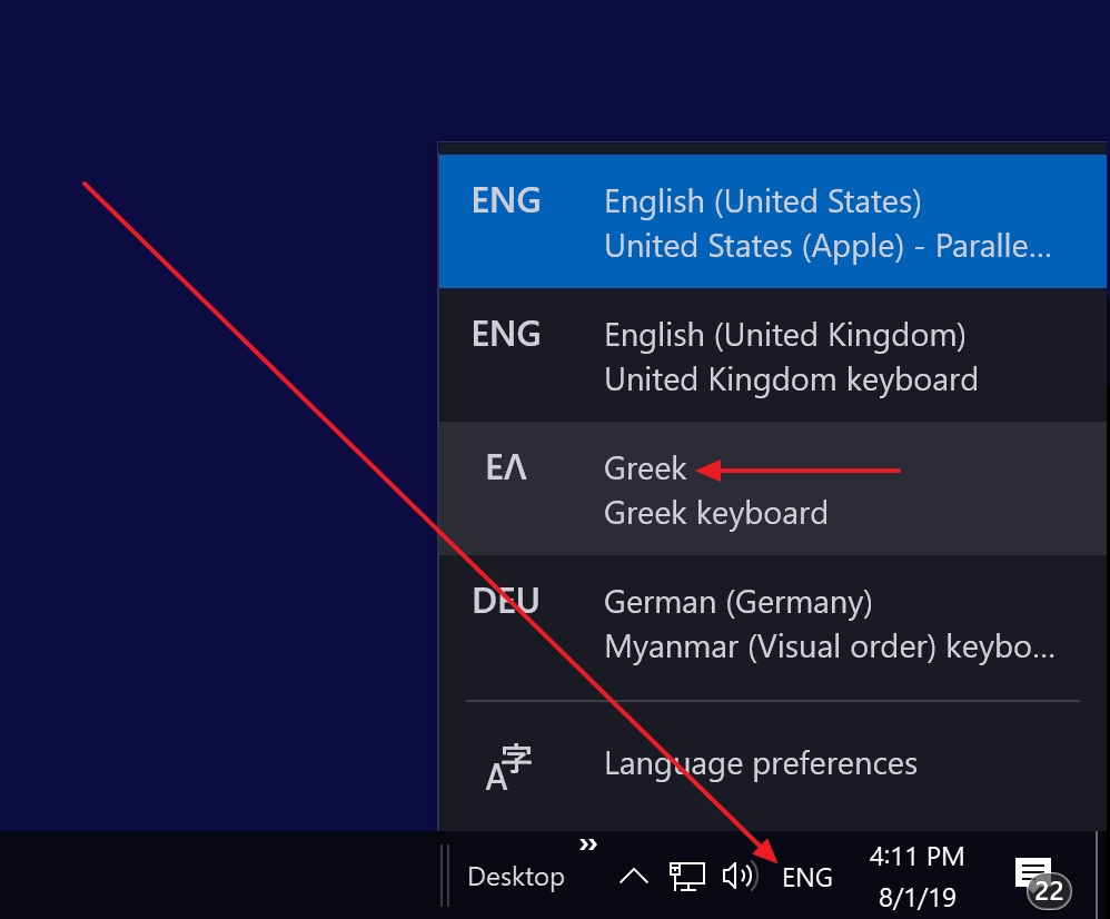 How do I change my keyboard language input? (Windows) Final Draft