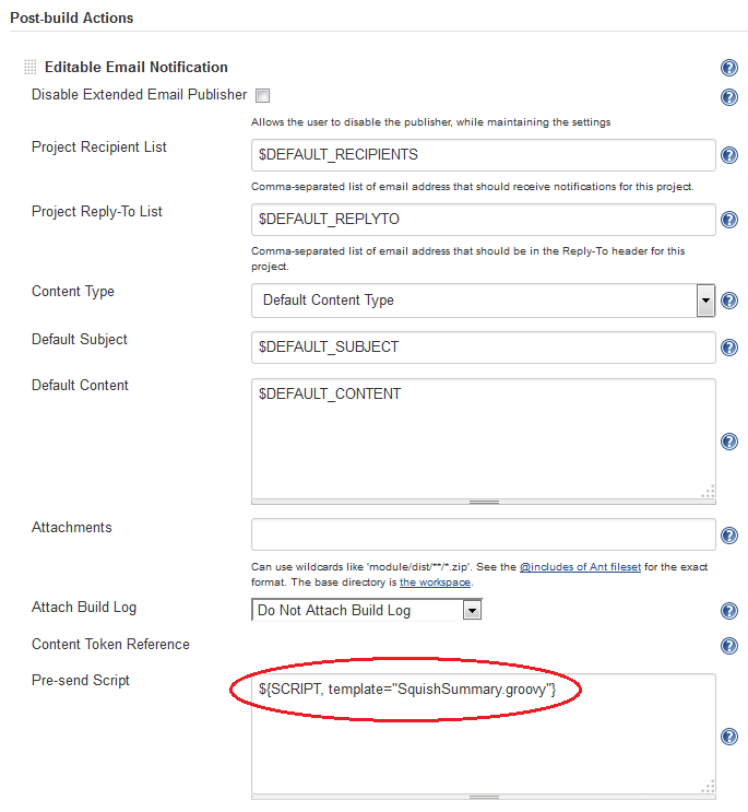 Squish test summary for Emailext plugin