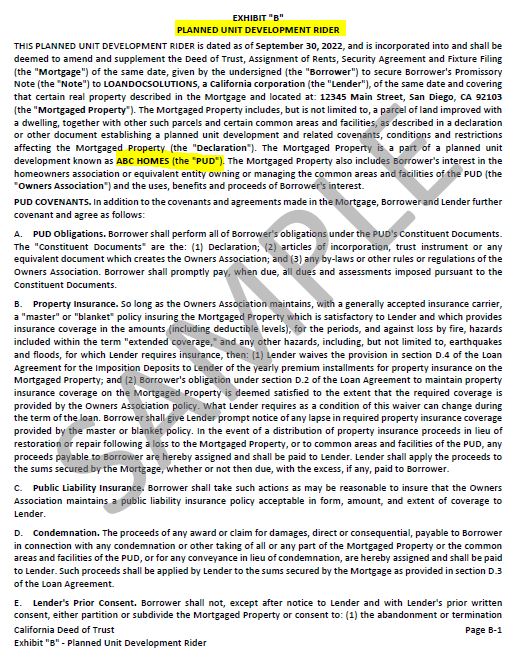 Where do I go to include a PUD (Planned Unit Development rider)