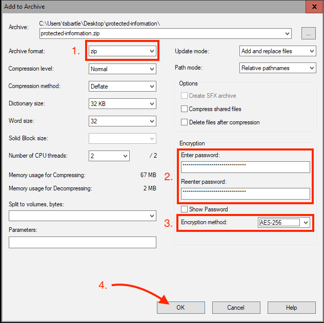 Encryption zip files