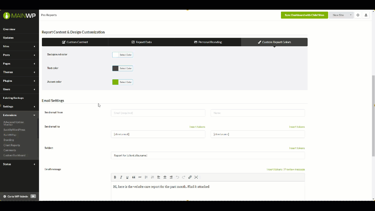 Pro Reports extension overview MainWP Documentation