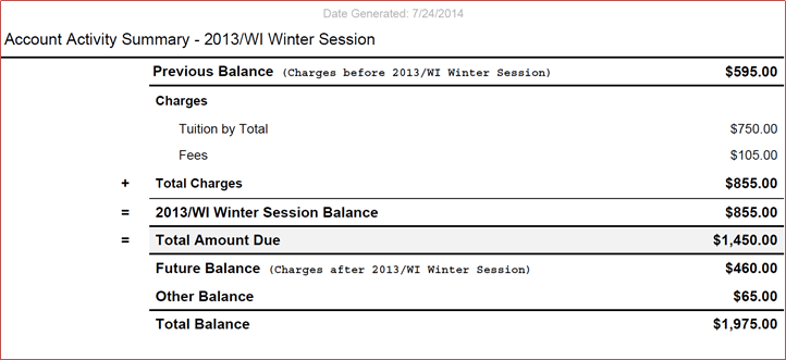 Students Student Finance Account Activity