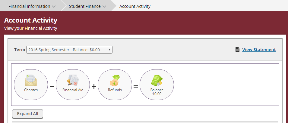 Students Student Finance Account Activity