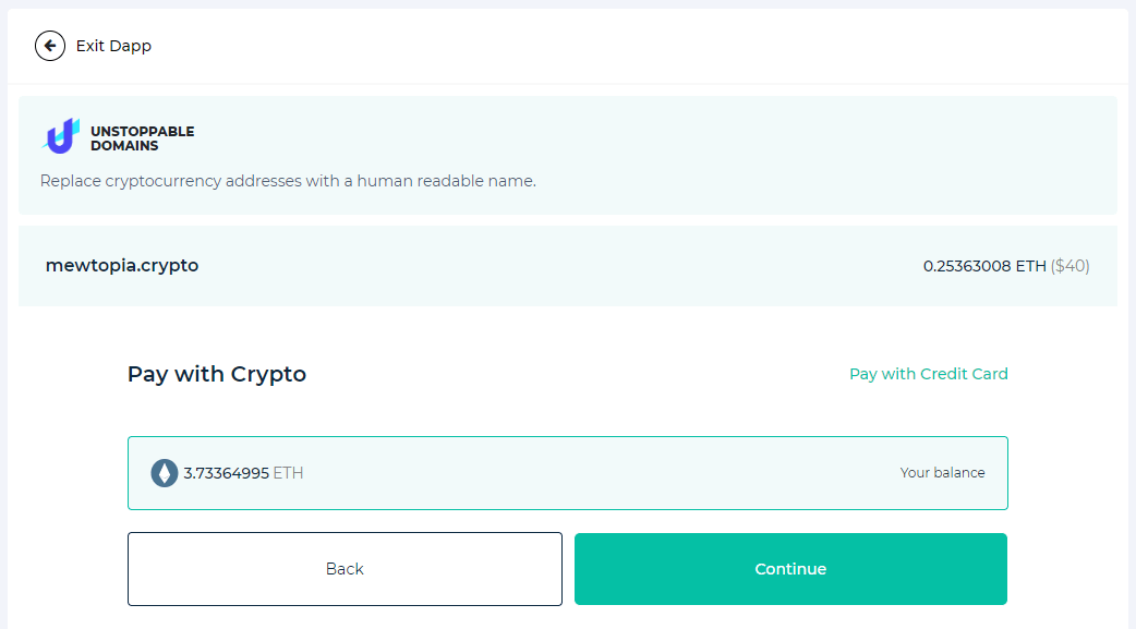 Buy a .crypto Domain with Unstoppable Domains MyEtherWallet Knowledge