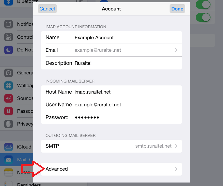 iOS Manual Email Setup