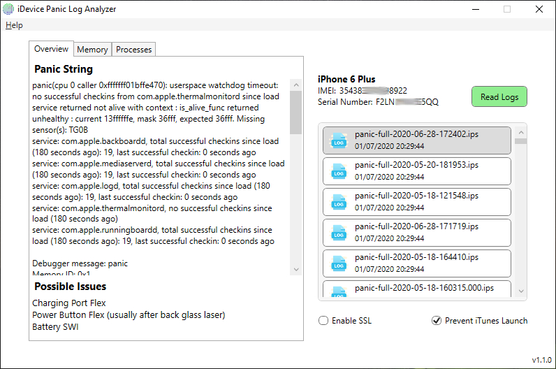 iDevice Panic Log Analyzer Knowledge Base (KB)