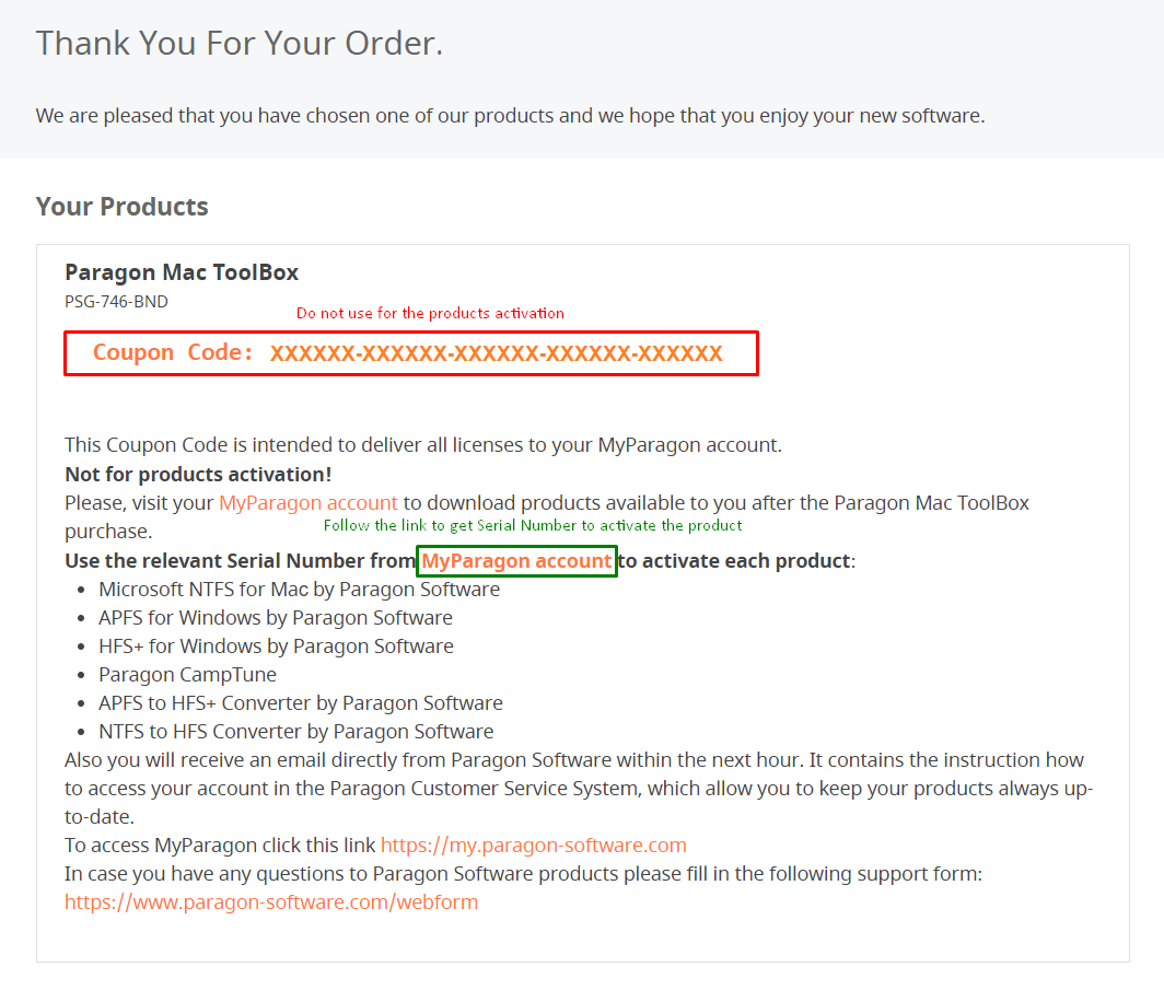 How can I activate products included to the Paragon Mac ToolBox bundle