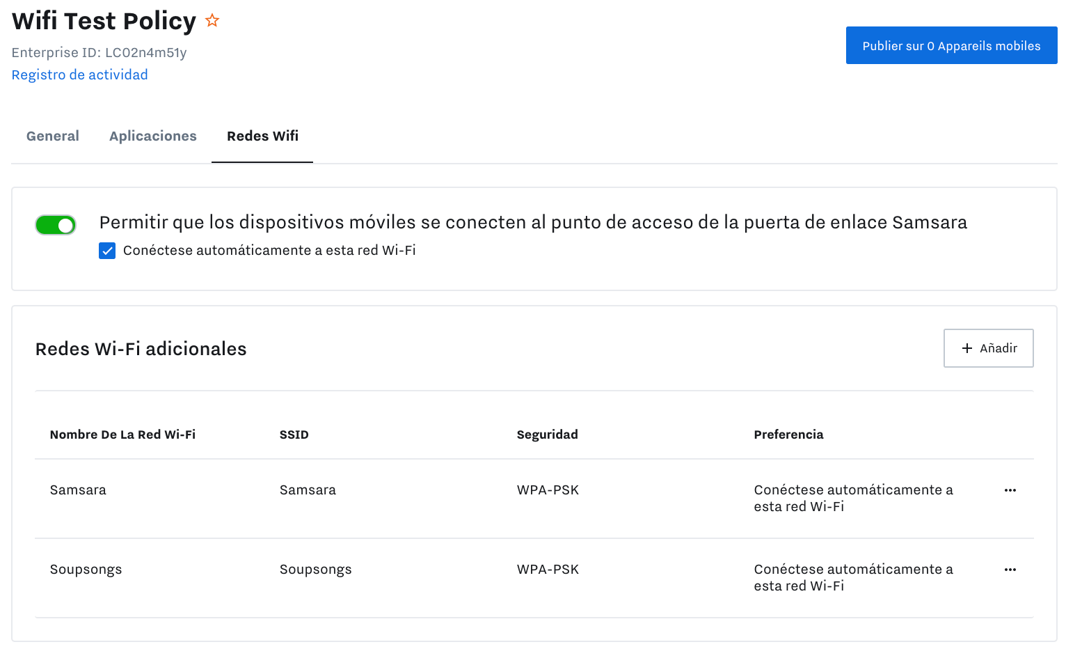 Configurar redes wifi – Soporte de Samsara