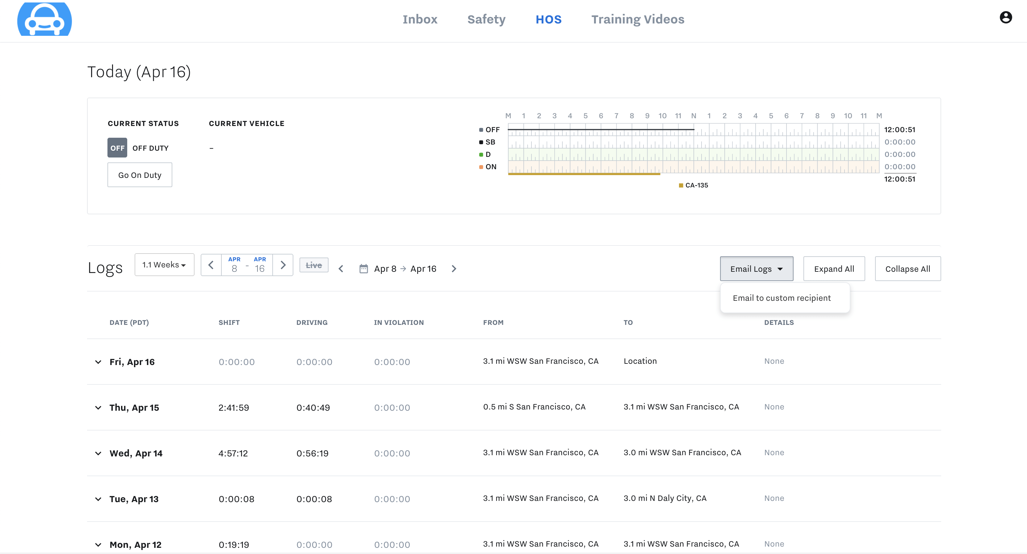 Manage HOS from the Driver Portal Samsara Support