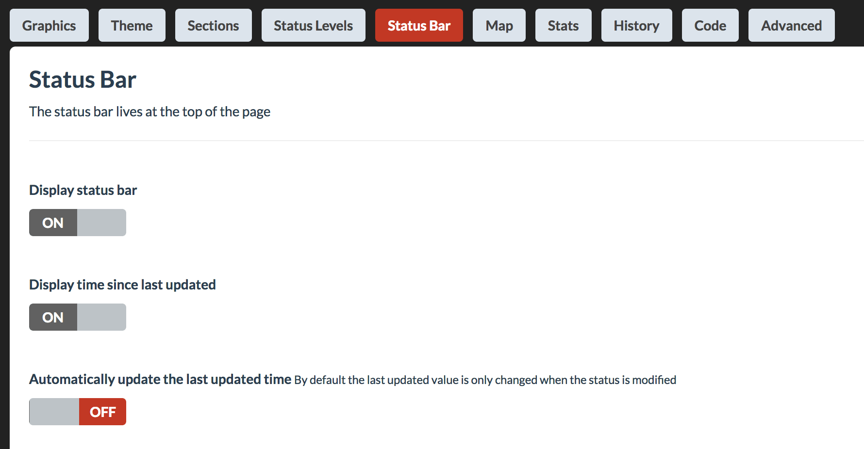 Status Bar Last Updated Status.io Knowledge Base