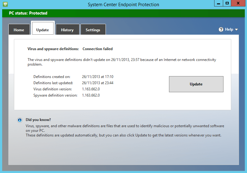 How to Fix System Center Endpoint Protection Automatic or Manual Updates Not Working Stone