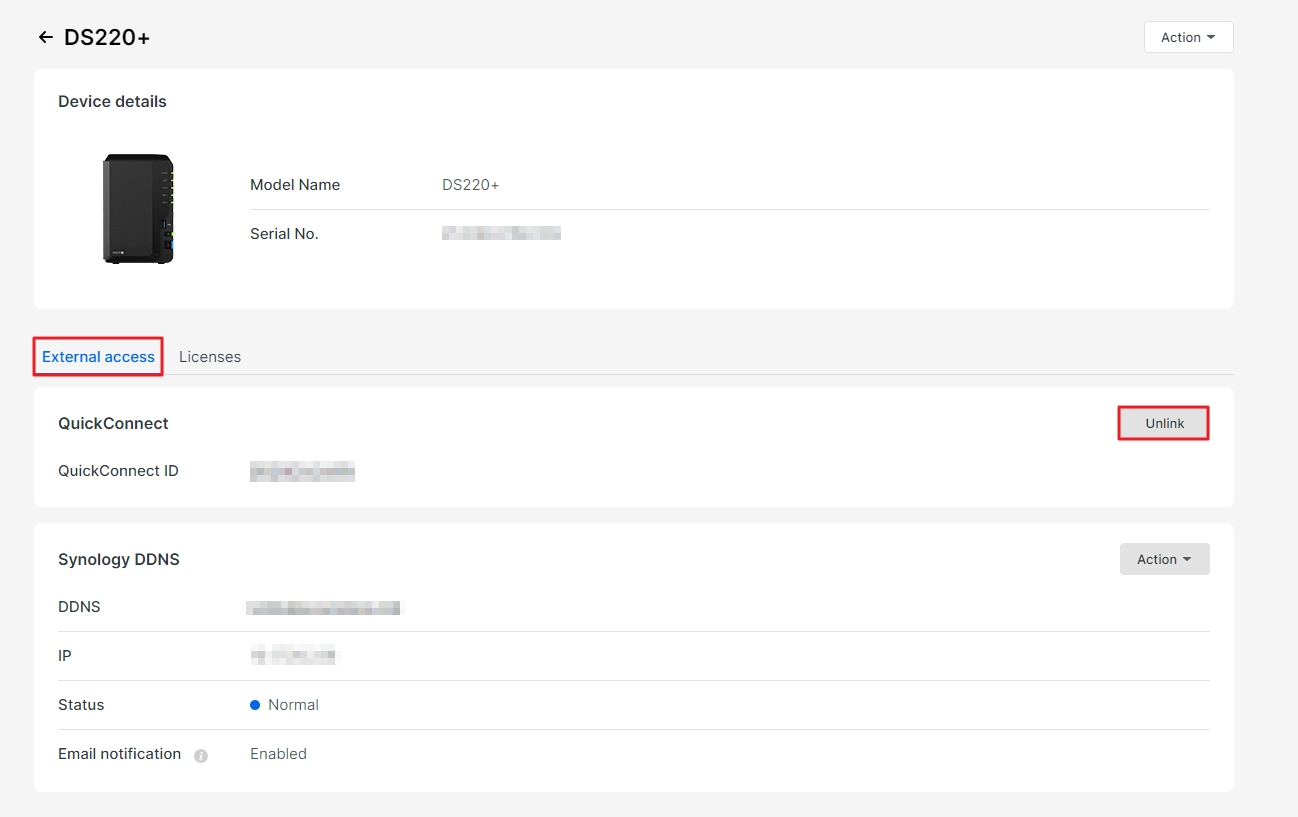 How do I transfer my QuickConnect ID to another Synology device