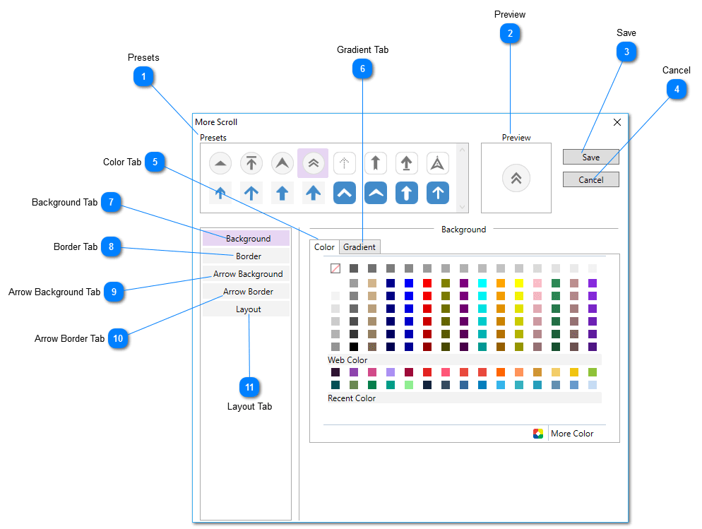 Scroll Up Button TemplateToaster  Design Software