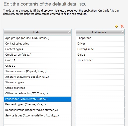 Passenger Type field Tourwriter Knowledge Base
