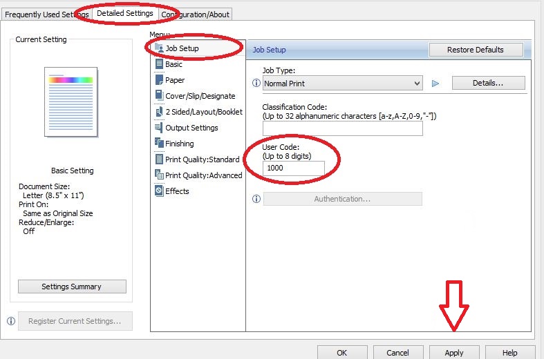 Networking Printing (PC) Adding Print Code to Printer Preferences