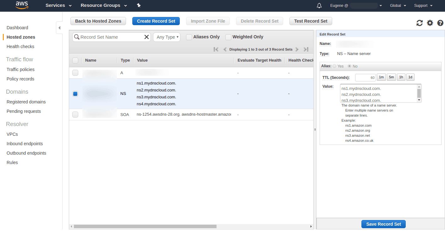 How to update your name servers Amazon AWS Route 53 to alternative name
