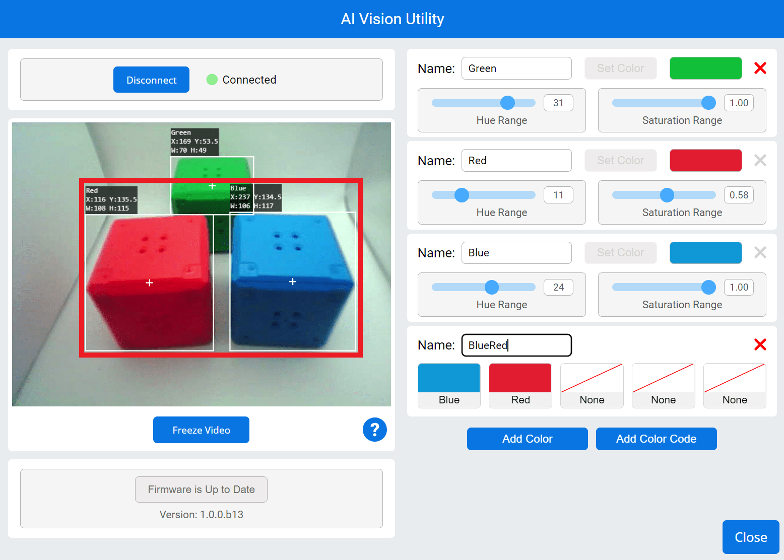 Configuring Color Codes with the AI Vision Sensor in VEXcode EXP VEX