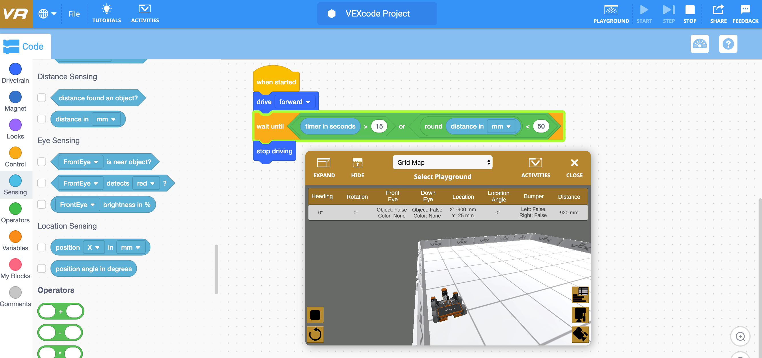Applied Math with VEXcode VR VEX Library