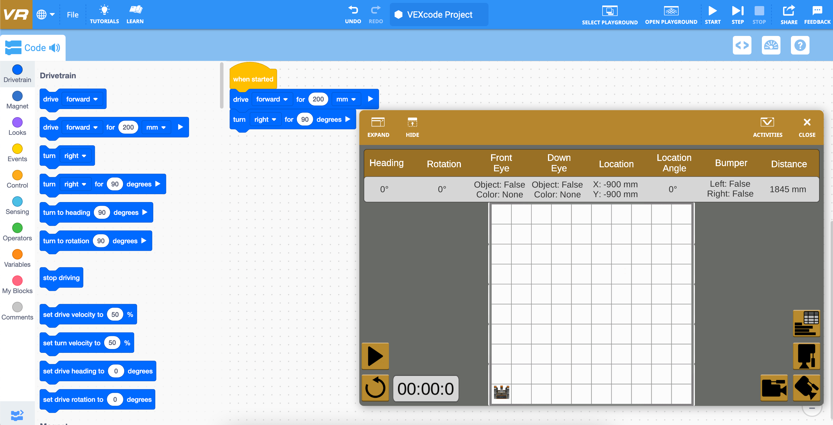 Introducción a VEXcode VR Biblioteca VEX
