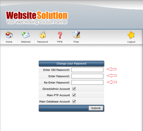How to change direct admin password site Solution Knowledge Base