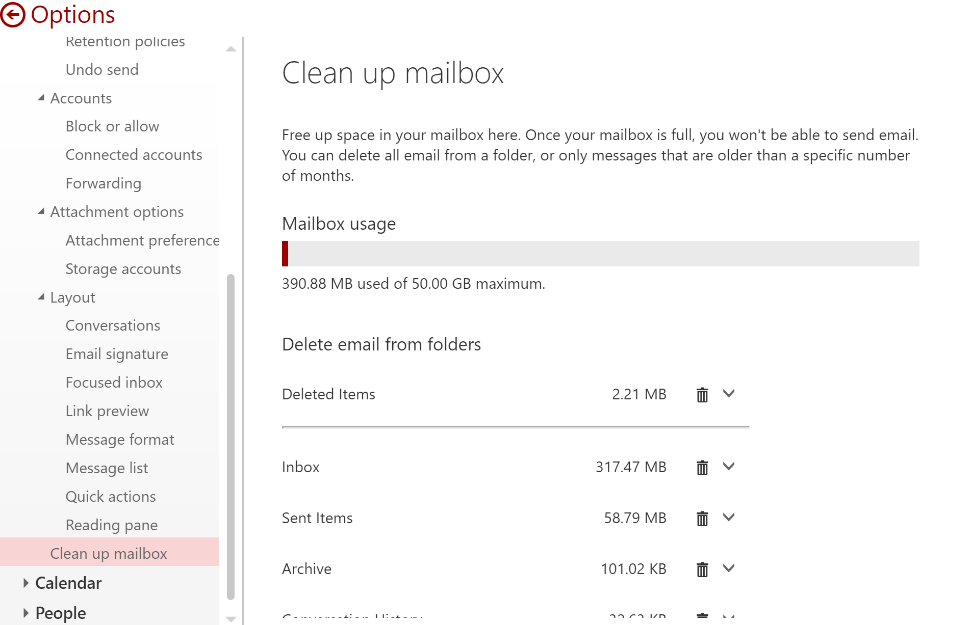 Office 365 How do I see how much storage I have left and/or clean up